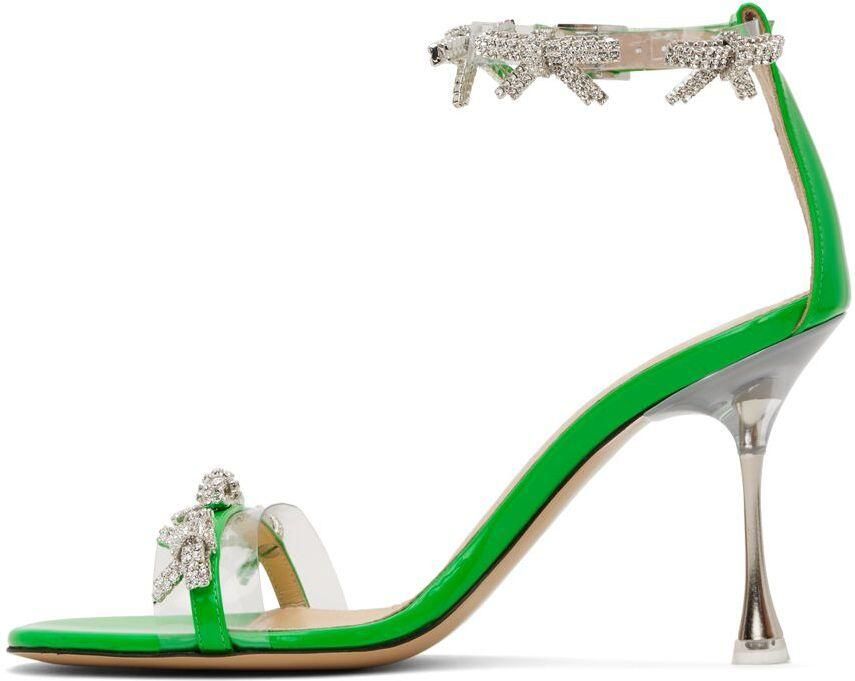 MACH & MACH Green 'Floating Crystal Bow' Heeled Sandals - Picture 2
