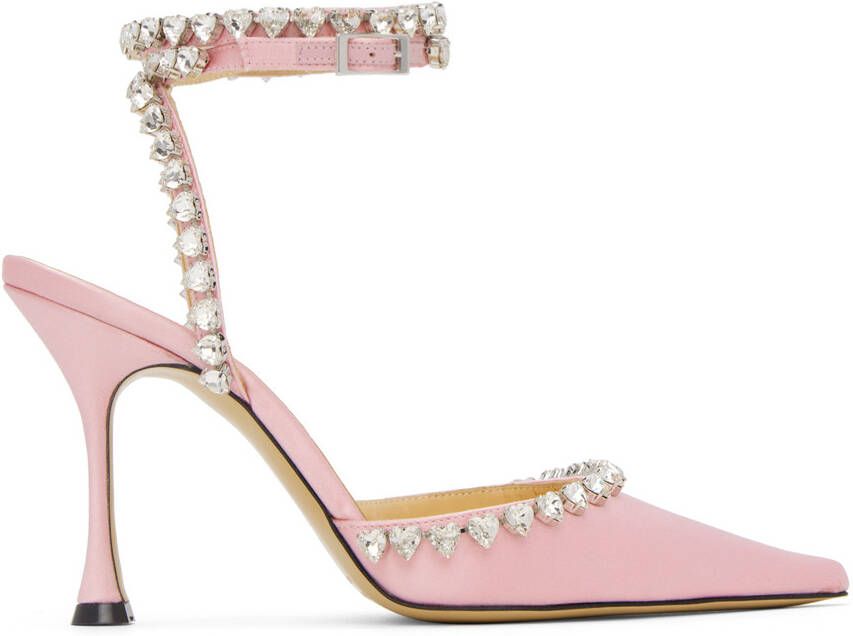 MACH & MACH Pink Audrey Crystal Heart Heels - Picture 5