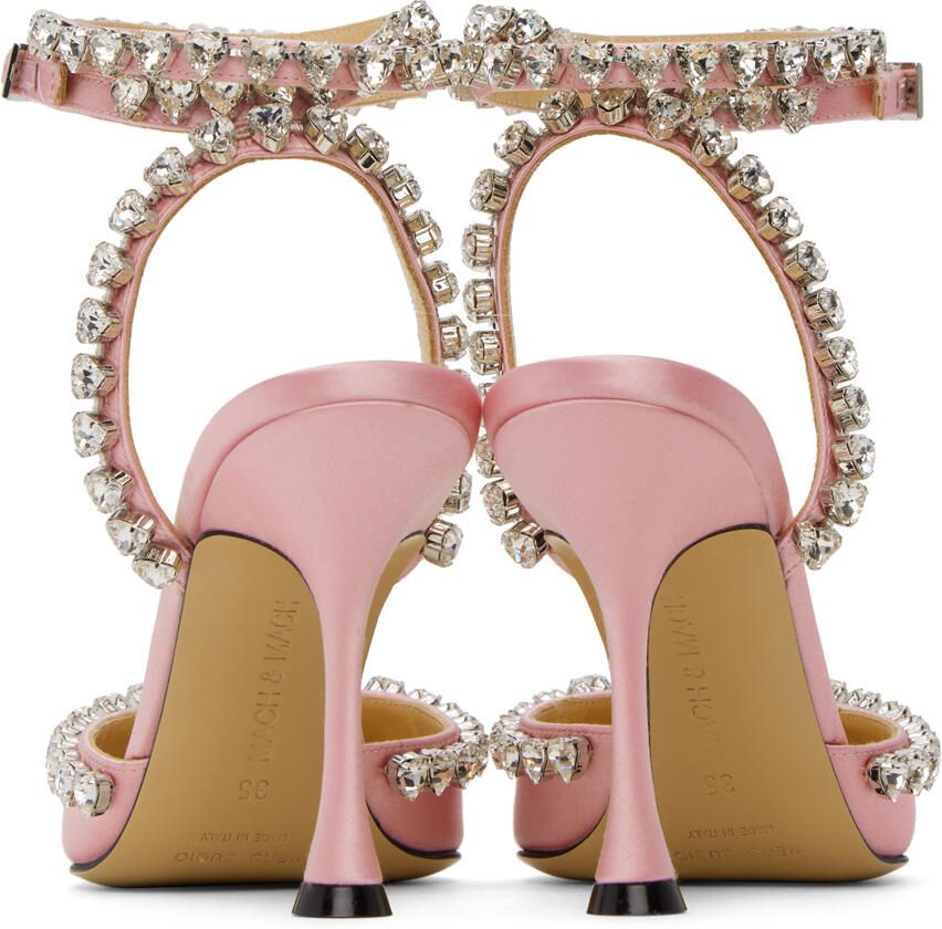 MACH & MACH Pink Audrey Crystal Heart Heels