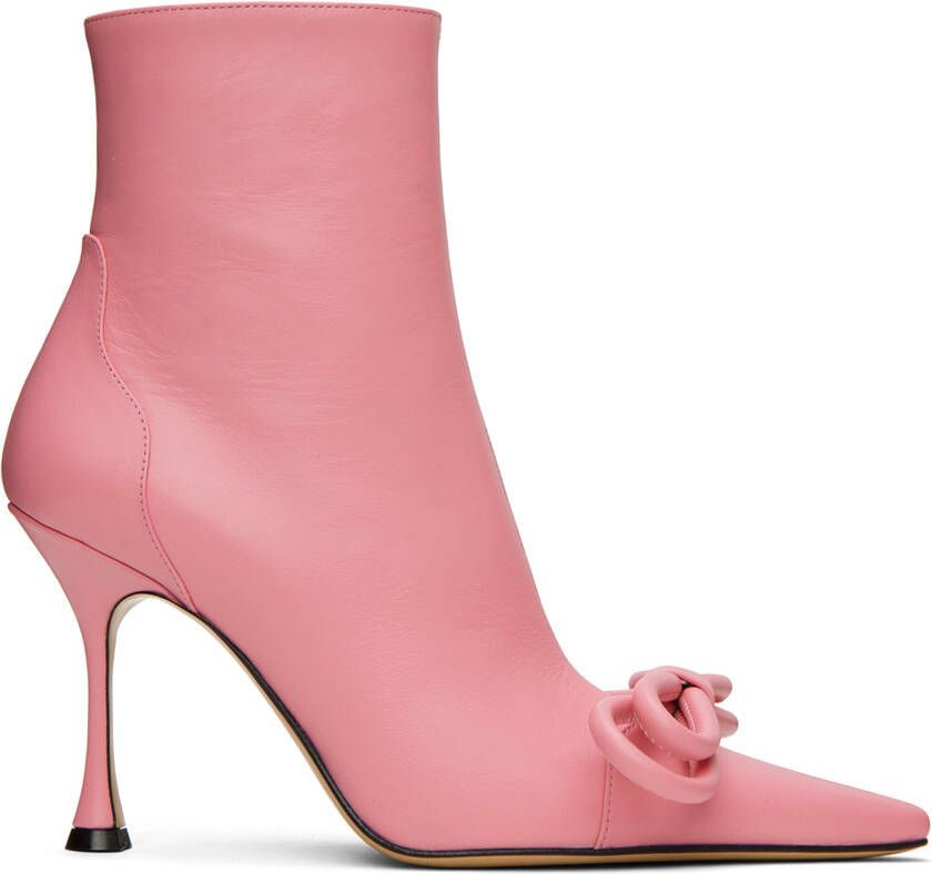 MACH & MACH Pink Double Bow 100 Ankle Boots - Picture 3