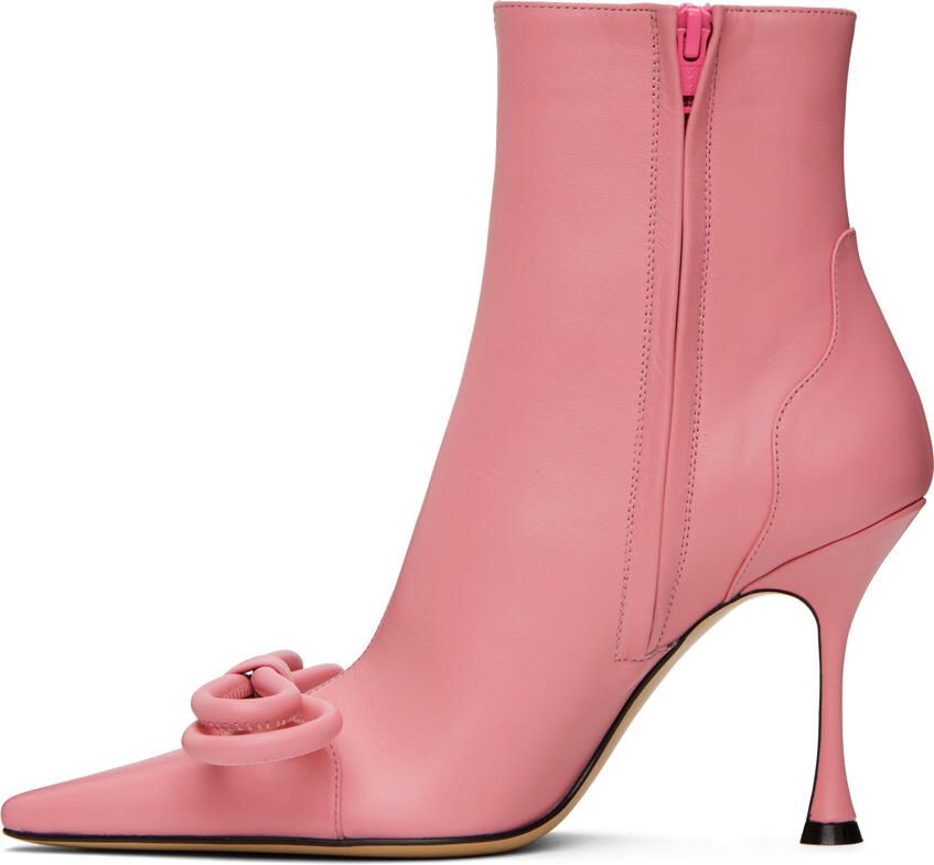 MACH & MACH Pink Double Bow 100 Ankle Boots - Picture 2