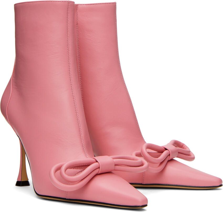 MACH & MACH Pink Double Bow 100 Ankle Boots