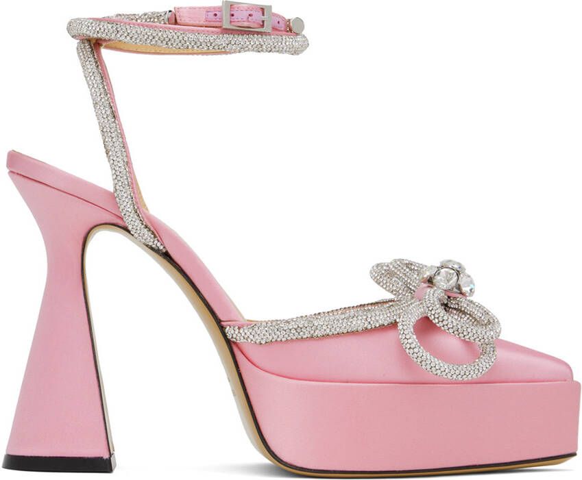 MACH & MACH Pink Double Bow Platform Heels - Picture 5