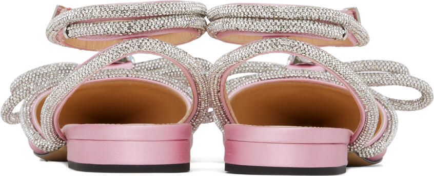 MACH & MACH Pink Satin Double Bow Sandals - Picture 2