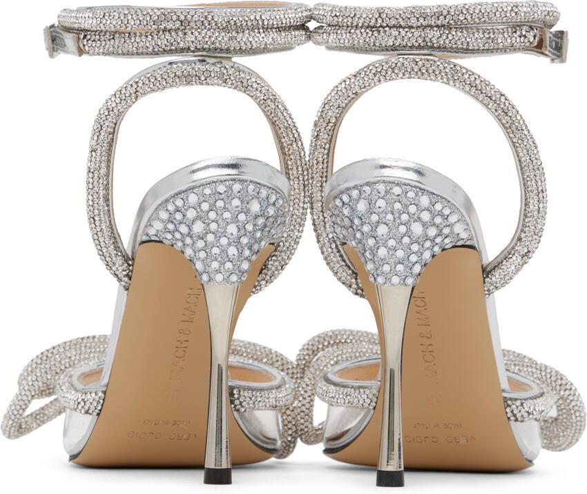 MACH & MACH Silver Double Bow 110 Heels