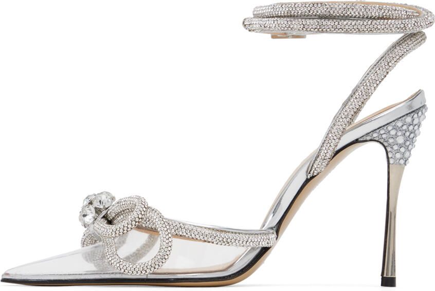 MACH & MACH Silver Double Bow 110 Heels - Picture 3
