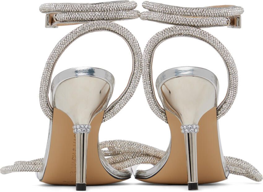 MACH & MACH Silver Double Bow 95 Heels - Picture 2