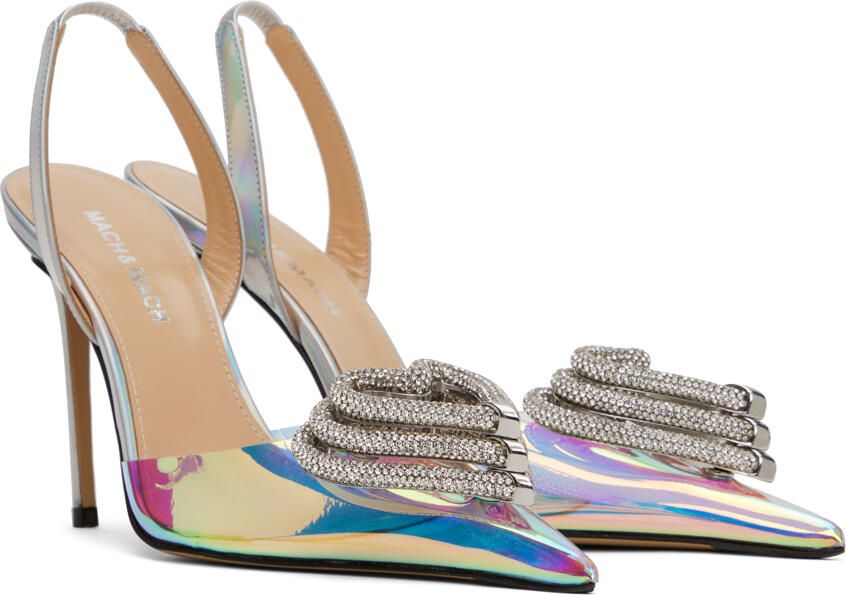 MACH & MACH Silver Triple Heart Heels - Picture 2