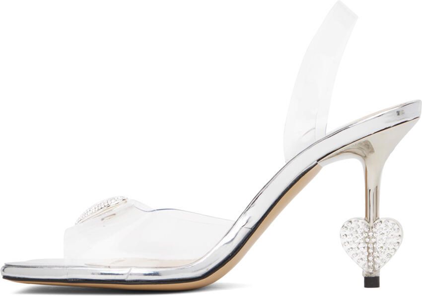 MACH & MACH Transparent Crystal Heart Heeled Sandals - Picture 2