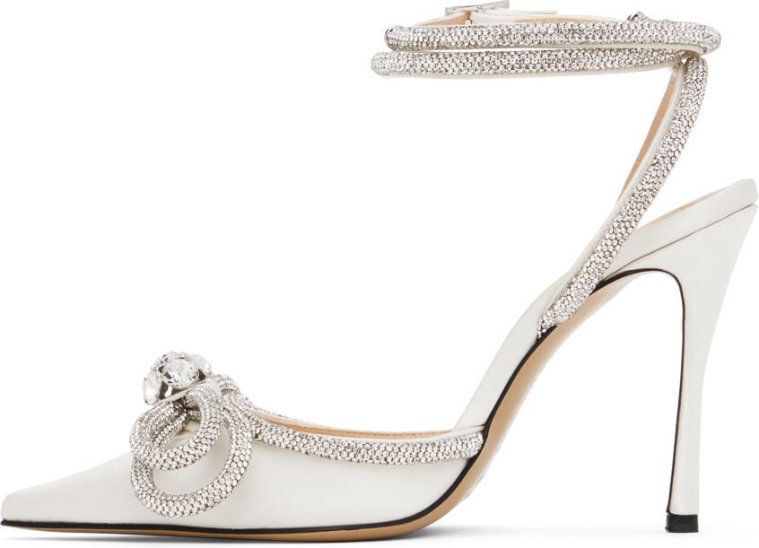 MACH & MACH White Double Bow 110 Heels - Picture 2