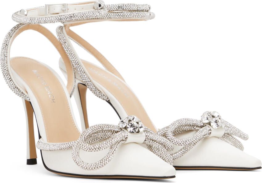 MACH & MACH White Double Bow 110 Heels - Picture 3