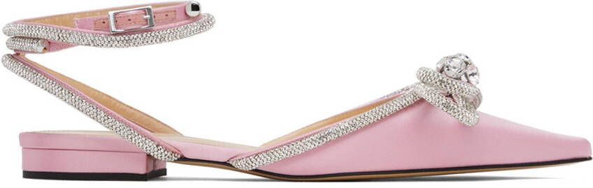 MACH & MACH Pink Satin Double Bow Sandals - Picture 4