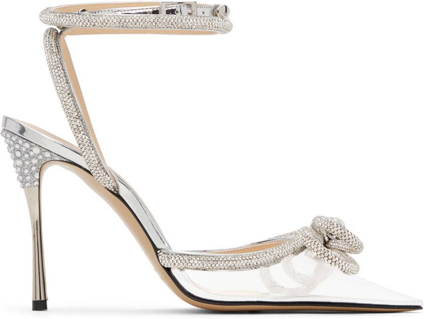 MACH & MACH Silver Double Bow 110 Heels