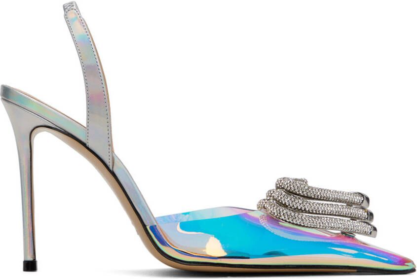 MACH & MACH Silver Triple Heart Heels - Picture 5