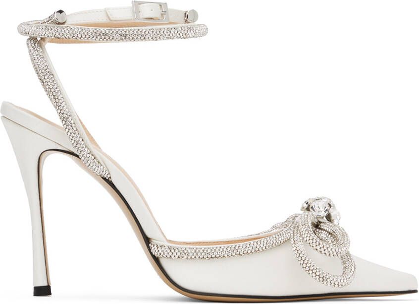 MACH & MACH White Double Bow 110 Heels - Picture 4
