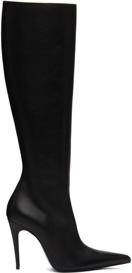 Magda Butrym Black Leather Pointed Tall Boots - Picture 5