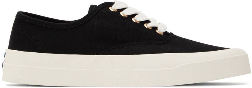 Maison Kitsuné Black Canvas Laced Low-Top Sneakers