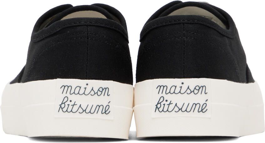 Maison Kitsuné Black Canvas Laced Sneakers - Picture 2