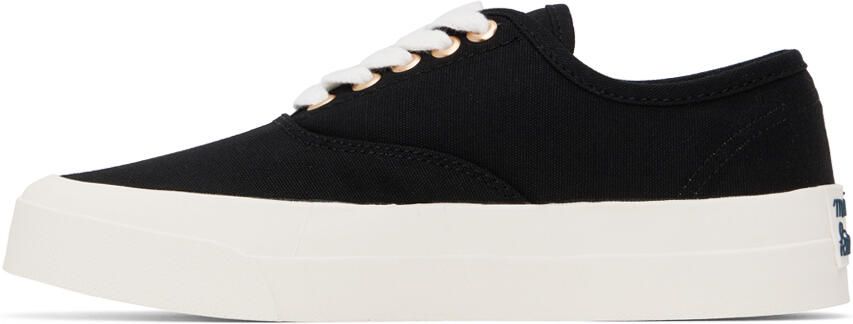 Maison Kitsuné Black Canvas Laced Sneakers - Picture 6