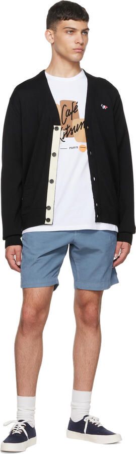 Maison Kitsuné Navy Canvas Laced Sneakers - Picture 4