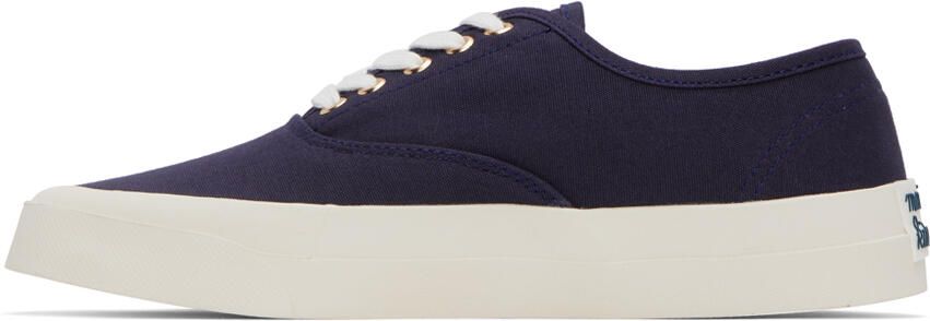 Maison Kitsuné Navy Canvas Laced Sneakers - Picture 6