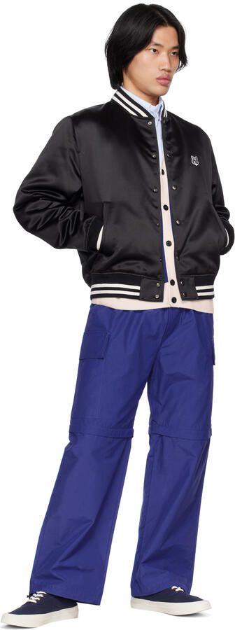 Maison Kitsuné Navy Canvas Laced Sneakers - Picture 4