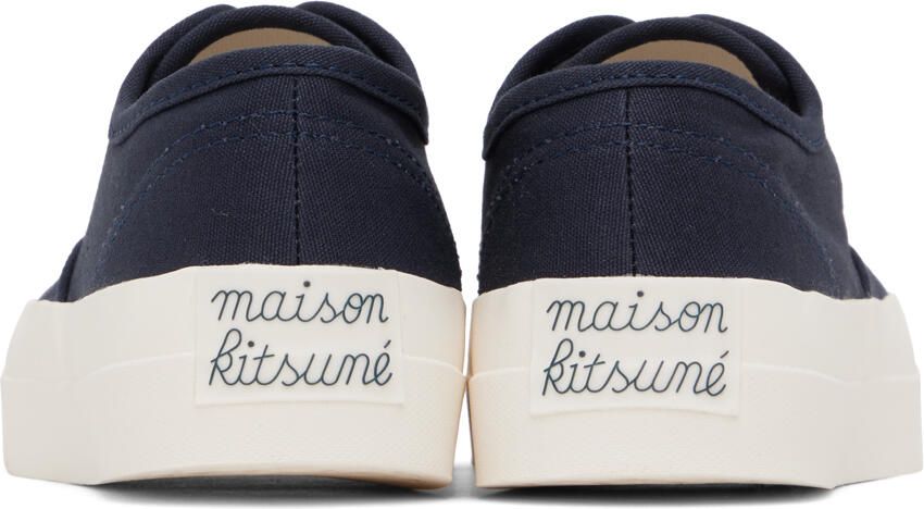 Maison Kitsuné Navy Canvas Laced Sneakers - Picture 2