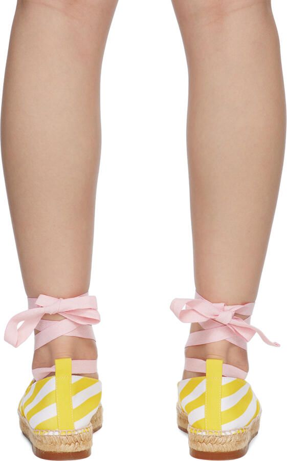 Maison Kitsuné White & Yellow Hotel Olympia Edition Poolside Stripes Espadrilles - Picture 2