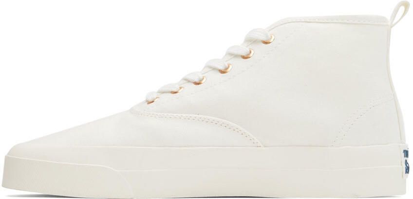 Maison Kitsuné White Canvas High-Top Sneakers - Picture 3