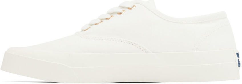 Maison Kitsuné White Canvas Laced Sneakers - Picture 4