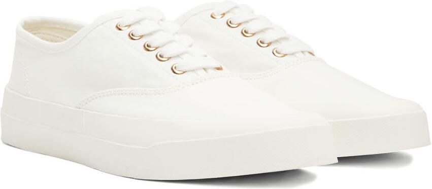 Maison Kitsuné White Canvas Laced Sneakers - Picture 2