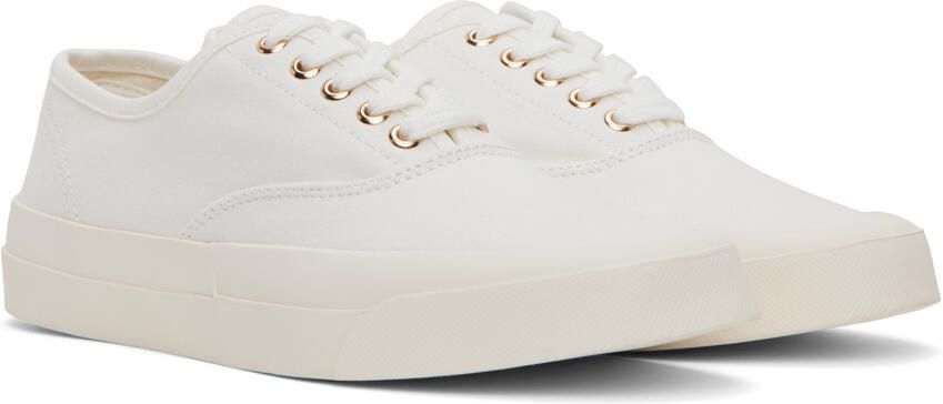 Maison Kitsuné White Canvas Laced Sneakers - Picture 3