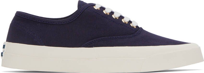 Maison Kitsuné Navy Canvas Laced Sneakers - Picture 7