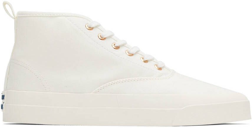 Maison Kitsuné White Canvas High-Top Sneakers - Picture 5