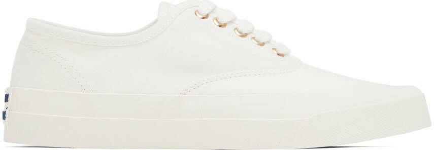Maison Kitsuné White Canvas Laced Sneakers - Picture 5