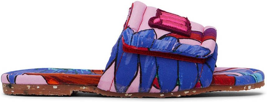 Maison Mangostan Kids Blue Sandia Sunflower Slides - Picture 4