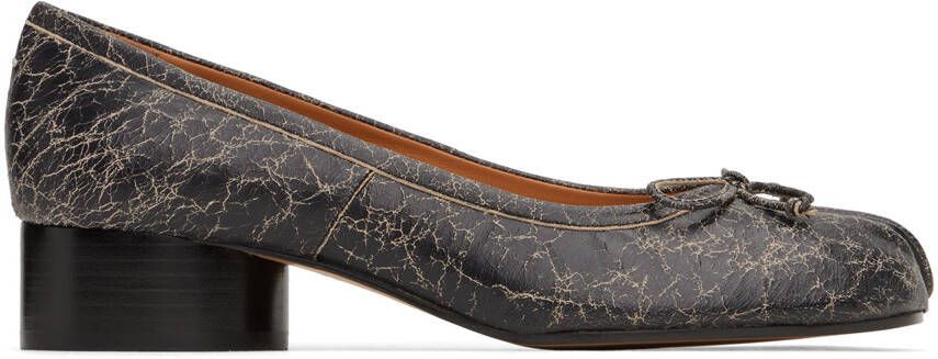 Maison Margiela Beige & Black Tabi Ballerina Heels - Picture 5