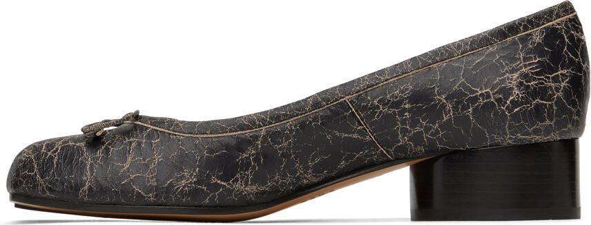 Maison Margiela Beige & Black Tabi Ballerina Heels - Picture 4