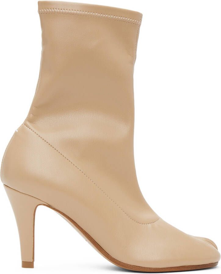 Maison Margiela Beige Stiletto Sock Tabi Boots - Picture 5