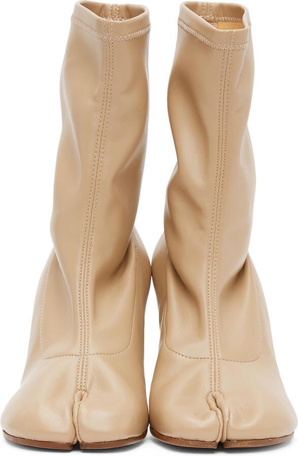 Maison Margiela Beige Stiletto Sock Tabi Boots - Picture 2