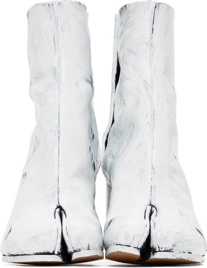 Maison Margiela Black & White Painted Tabi Heel Boots - Picture 2