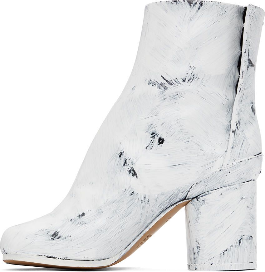 Maison Margiela Black & White Painted Tabi Heel Boots