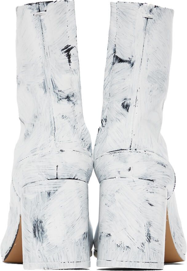 Maison Margiela Black & White Painted Tabi Heel Boots - Picture 3