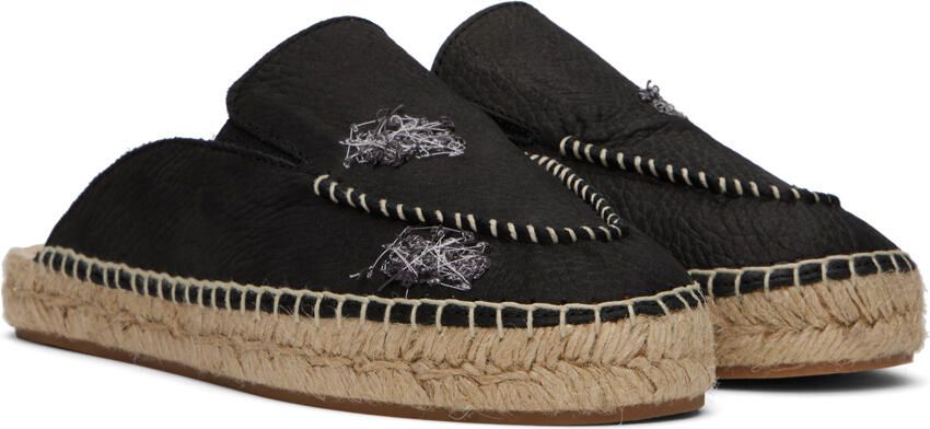 Maison Margiela Black Embroidered Espadrilles - Picture 2