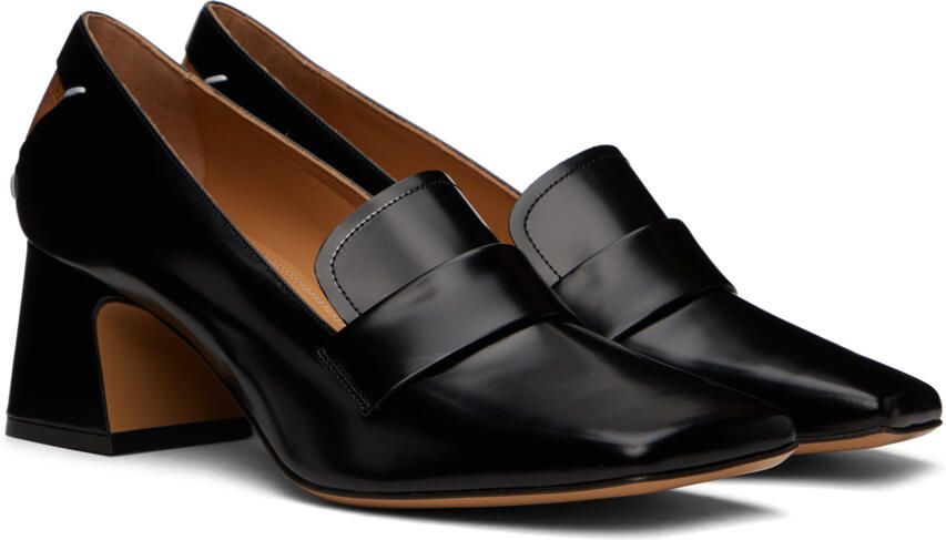 Maison Margiela Black Heeled Square Toe Loafer - Picture 2