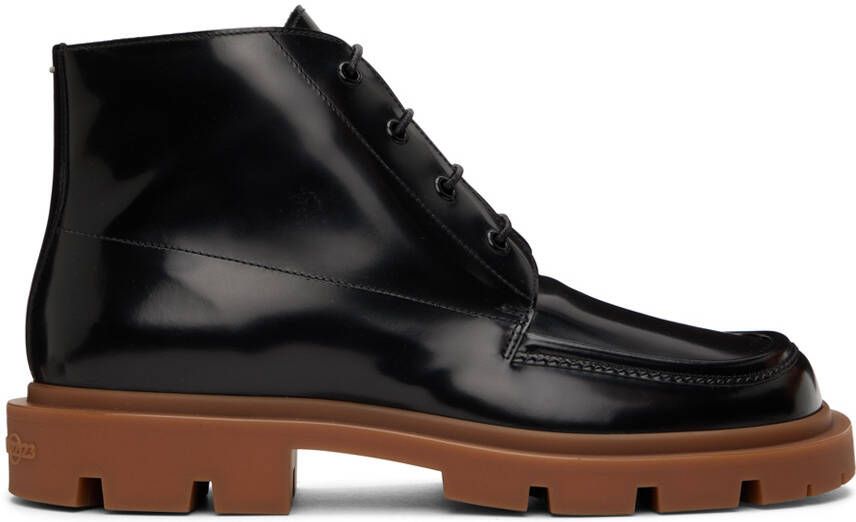 Maison Margiela Black Leather Lace-Up Boots - Picture 4