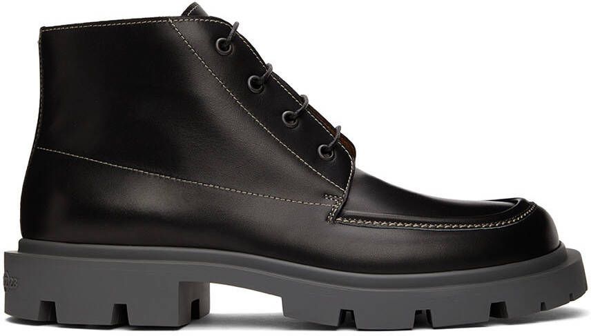 Maison Margiela Black Leather Lace-Up Boots - Picture 5
