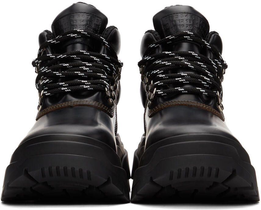 Maison Margiela Black Leather Lace-Up Boots - Picture 3