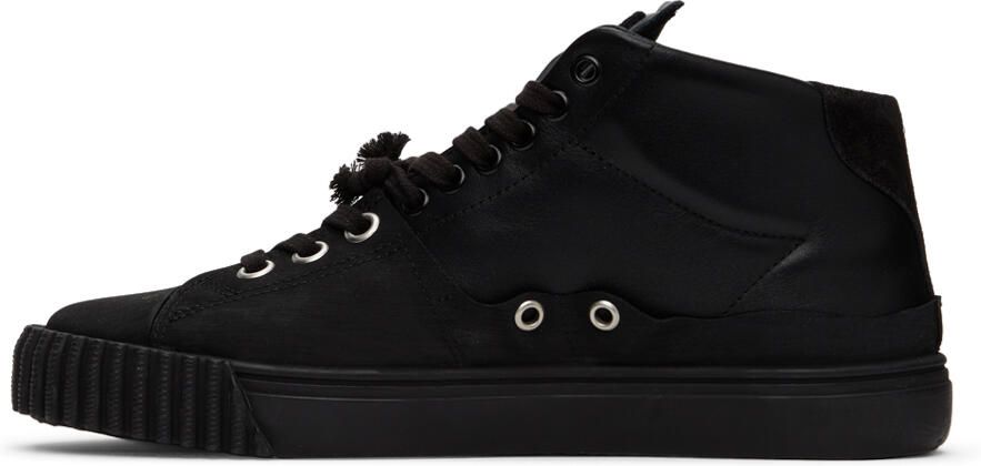 Maison Margiela Black Leather Mid-Top Sneakers - Picture 4