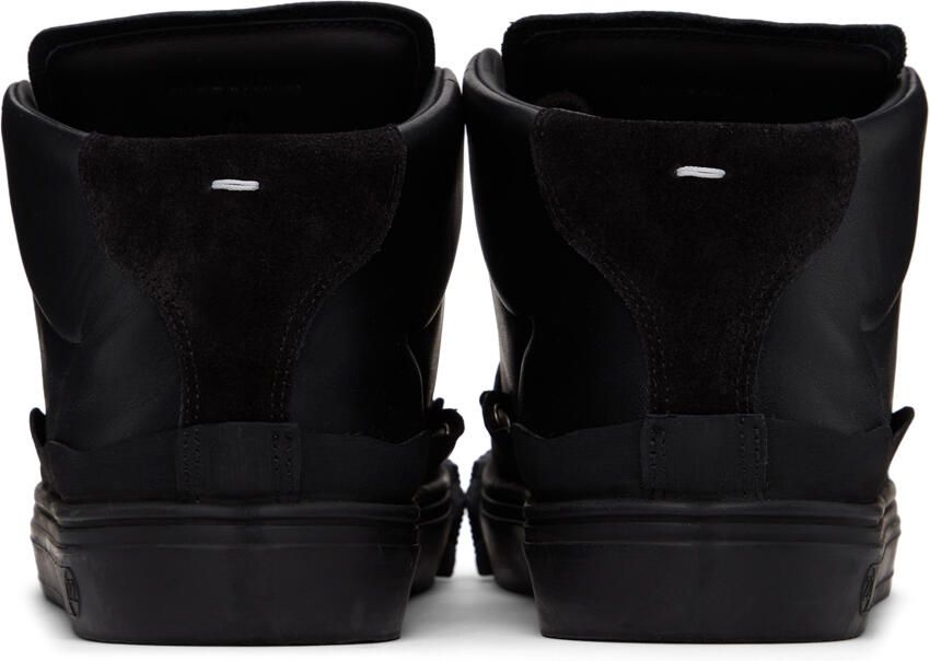 Maison Margiela Black Leather Mid-Top Sneakers - Picture 2